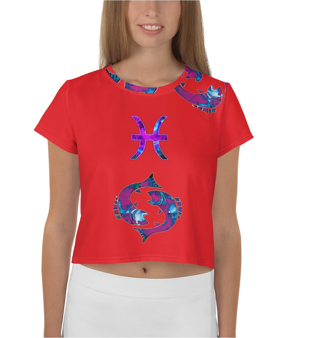 Girls Graphic Crop Tee. Waist length Crop Top- Pisces. WickedYo.